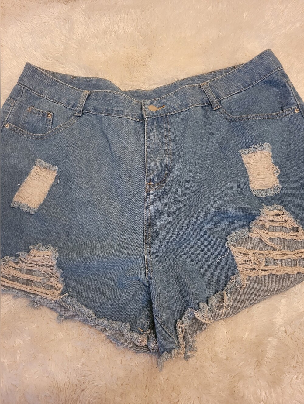 Shein Plus Size Cotton Blend Ripped Denin Shorts Size 2XL